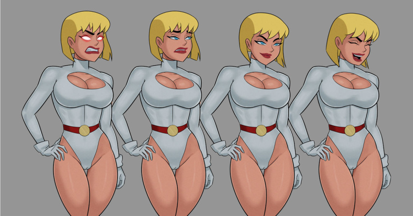 1girls alternate_expressions biceps big_breasts blonde_hair blue_eyes breasts bubble_butt busty cameltoe cleavage cleavage_cutout dc dc_comics dcau eyelashes female female_focus female_only fully_clothed galatea glowing_eyes hourglass_figure justice_league_unlimited leotard lipstick makeup pinup pose posing power_girl revealing_clothes short_hair solo something_unlimited sunsetriders7 superman_(series) tagme thick_thighs tight_clothing voluptuous wide_hips