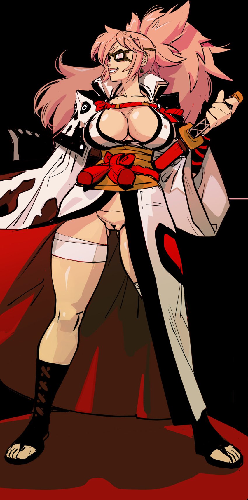 1girls 2019 baiken big_breasts breasts guilty_gear guilty_gear_xrd jjfrenchie no_panties pussy