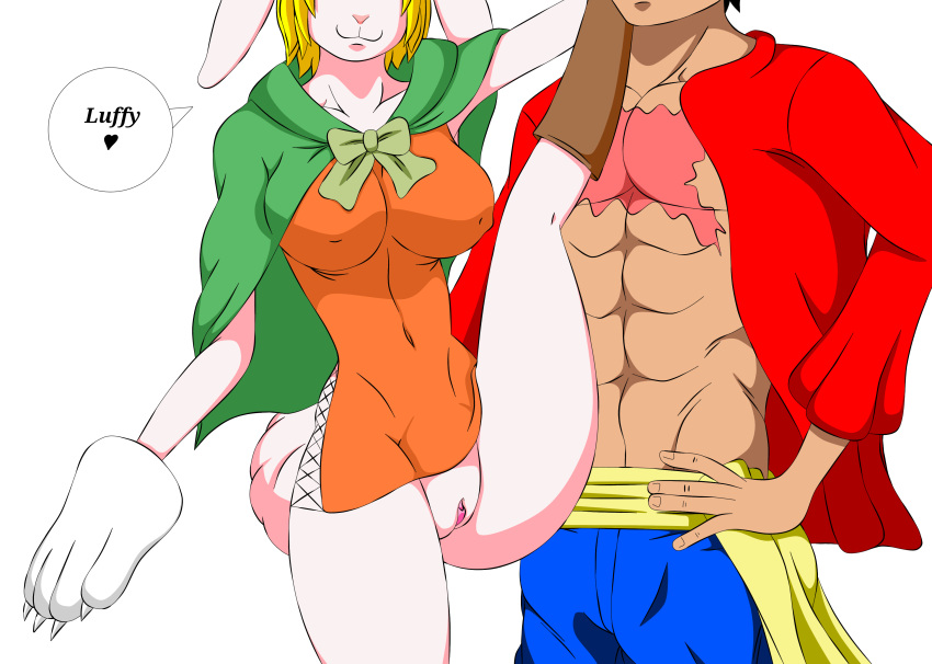 absurd_res anthro carrot_(one_piece) duo female hi_res human humanoid kenshinho_arts male male/female mammal monkey_d_luffy one_piece