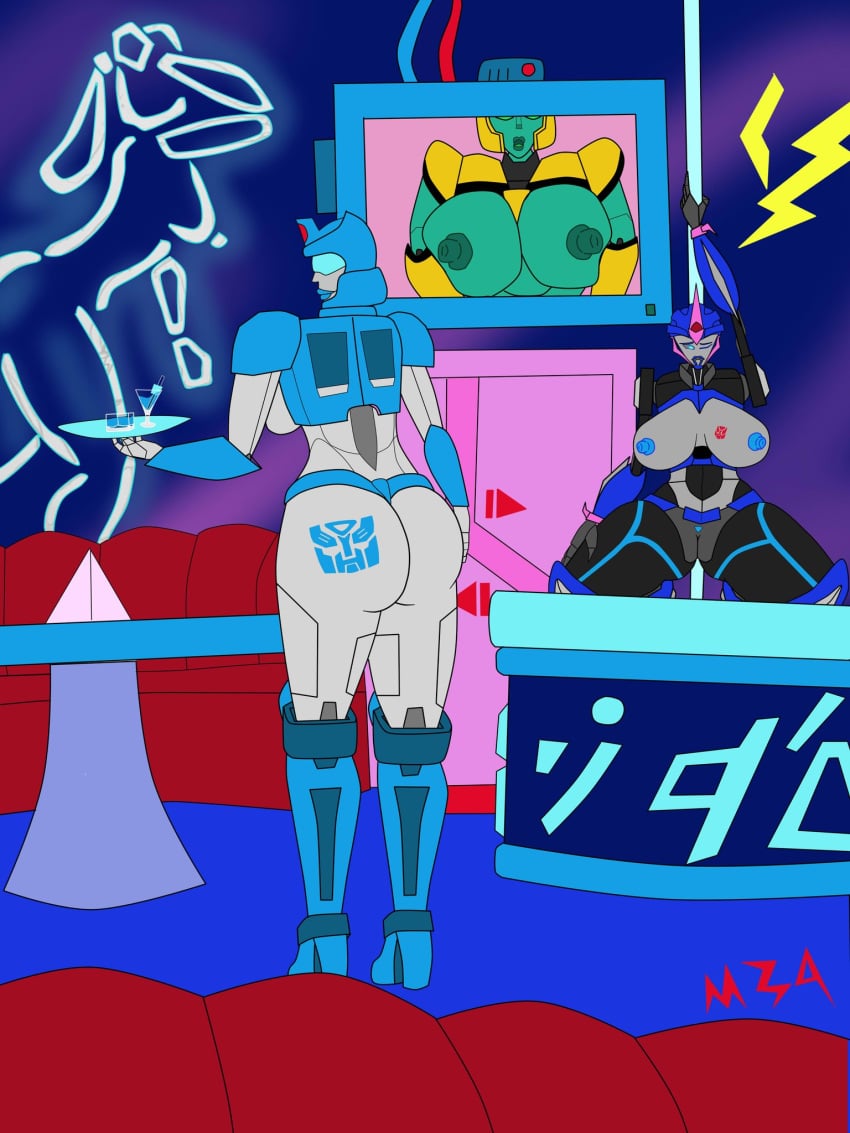 3girls alien alien_girl alien_humanoid arcee arcee_(prime) bad_art bimbo bimbo_robot_girl chromia elita_1 elita_one female female_only maximus34 multiple_girls robot robot_girl robot_humanoid strip_club stripper stripper_pole transformers transformers_animated transformers_prime waitress