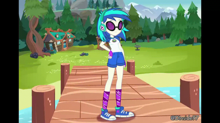 1girls animated areolae barefoot black_bra black_panties blue_hair blue_sneakers bra breasts completely_nude completely_nude_female dj_pon-3_(mlp) equestria_girls female female_only friendship_is_magic gif hasbro headphones jean_shorts lake legend_of_everfree medium_hair my_little_pony navel nipples nude nude_female panties purple-tinted_eyewear purple_socks pussy shirt_removed shoes_removed shorts shorts_removed skinny_dipping slideshow sneakers socks socks_removed solo sunglasses swimming t-shirt underwater undressing vinyl_scratch_(mlp) water wet wet_body white_shirt