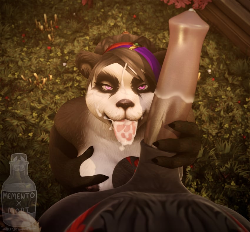 blowjob blowjob_face cum_in_mouth female horse horse_penis horsecock mementomeowi pandaren pandaren_female siniang siniang_pandaren tauren tauren_male warcraft world_of_warcraft wow