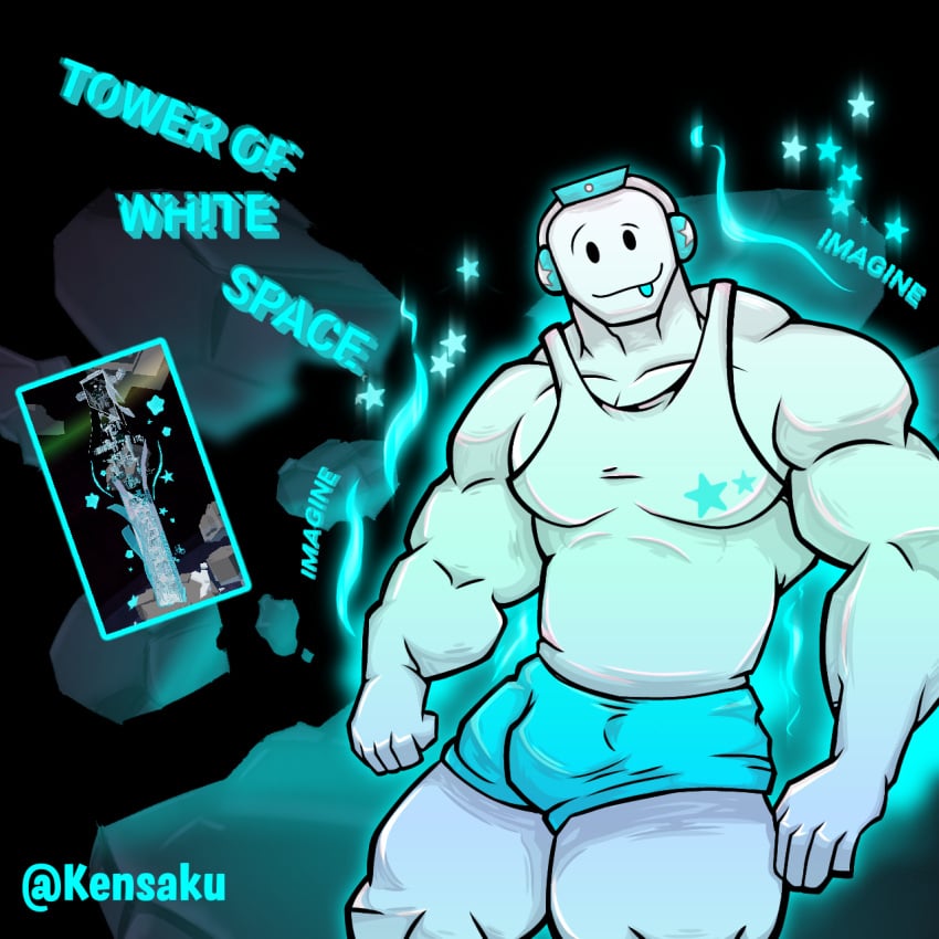 1boy :p bara bara_tiddies buff bulge chilling gay headphones headphones_on_head juke's_towers_of_hell kendrick_nsfw kensaku_(artist) kyoitekina male male_only muscles muscular muscular_male roblox roblox_game robloxian silly_face solo solo_focus solo_male suggestive tank_top tongue_out tower_of_white_space_(jtoh) towerhuman_(jtoh) white_skin yaoi