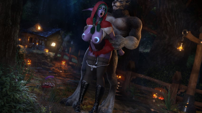 1boy 1girls 3d ahe_gao big_breasts blizzard_entertainment cheating cheating_wife cum cum_in_pussy cum_inside female green_hair hybrid_creation imminent_impregnation imminent_pregnancy impregnation interspecies_relationship little_red_riding_hood_(cosplay) male milf night_elf panties_down pleasure_face prison_guard_position purple_skin secretly_loves_it sex stockings thick_thighs tyrande_whisperwind vaginal_penetration vaginal_sex warcraft worgen world_of_warcraft zentaeron