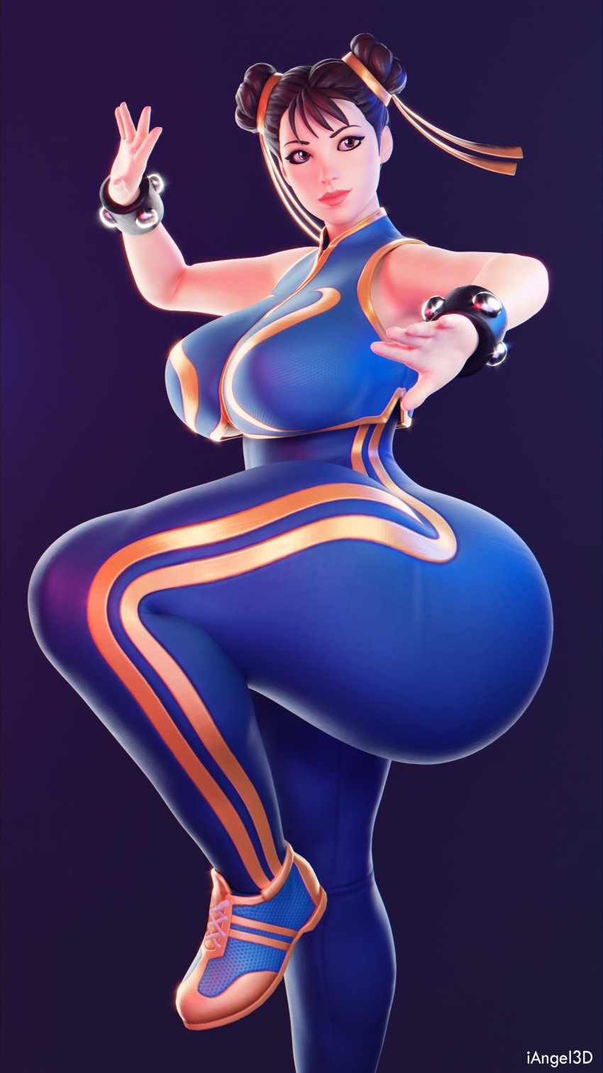 1girls 3d andi3dz ass big_ass big_butt bodysuit capcom chun-li female female_only fighting_pose fully_clothed pose solo street_fighter street_fighter_alpha thick_thighs