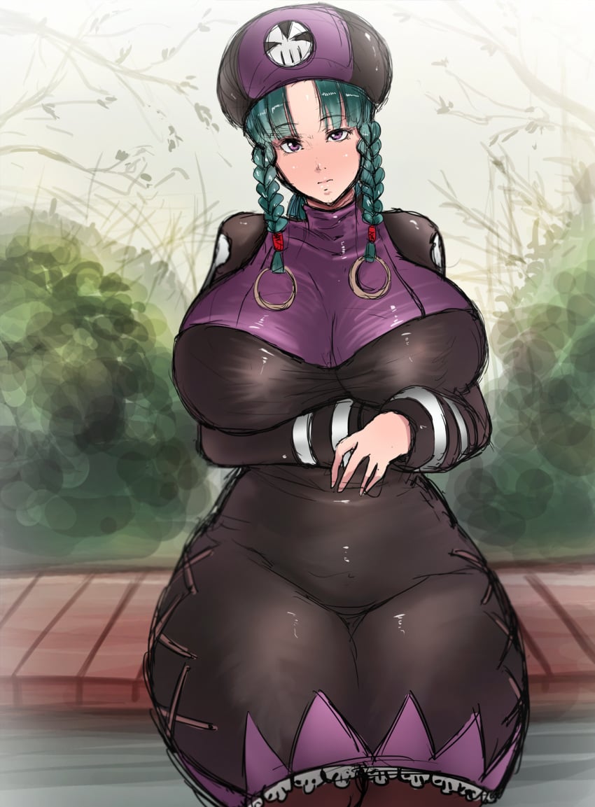 1girls big_breasts breasts_bigger_than_head clothed clothed_female clothing curvaceous curvy curvy_female female green_hair huge_breasts kuroi_miyuki large_breasts mega_man mega_man_battle_network ogura_anko solo thick_thighs wide_hips