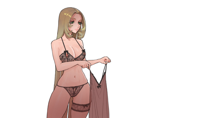 1girls blonde_hair feyada green_eyes knightly_passions lingerie long_hair