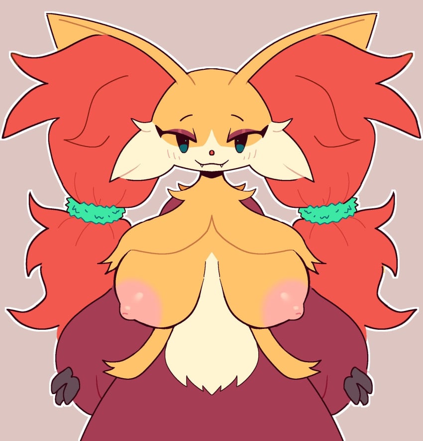 big_breasts breasts delphox female lilevilcreature no_humans pokémon_(species) pokemon