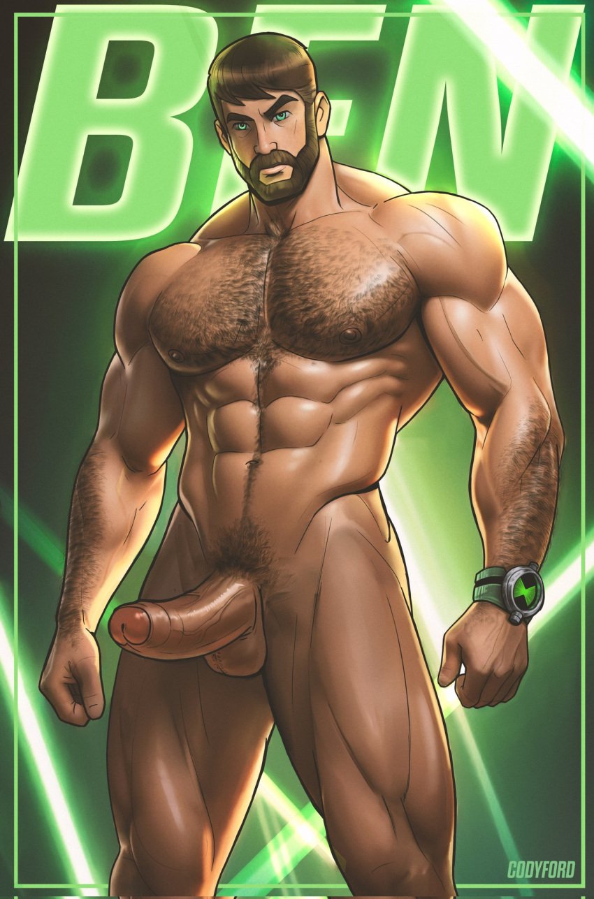 1boy abs bara ben_10 ben_10000 ben_tennyson biceps big_chest big_cock big_pecs big_penis boner bulging_biceps cartoon_network caucasian caucasian_male codyfordart english_text erect_penis erection hairy_chest hard_on huge_chest huge_cock huge_pecs huge_penis looking_at_viewer male male_only muscles muscular muscular_male pecs solo solo_male standing thick_thighs uncut veiny_penis