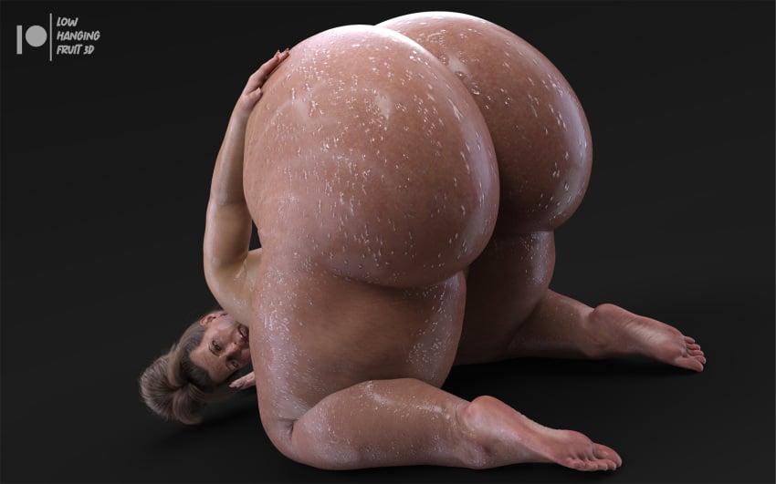 areolae ass ass_focus breasts daz3d daz_3d daz_studio feet female gigantic_ass hand_on_ass hand_on_butt kneeling looking_at_viewer lowhangingfruit3d_(artist) mature mature_female milf nipples older_female sagging_breasts slightly_chubby sweat sweating sweaty sweaty_body sweaty_butt thick_thighs wide_hips