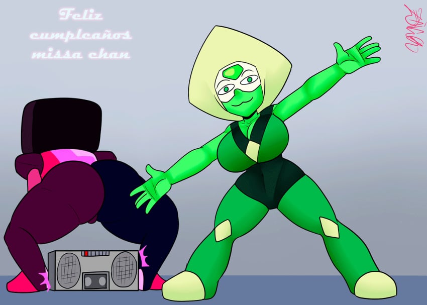 absurd big_ass big_breasts garnet_(steven_universe) gif happy_birthday peridot_(steven_universe) radio steven_universe twerking zaicomaster14