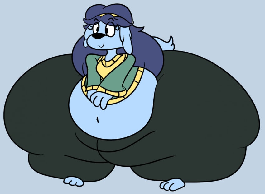 1girls ass belly blue_fur blue_hair canine canine canine_humanoid eyelashes fat female female_focus female_only hairband hips hyper_ass large_ass large_belly lita_(fawxen) milk-knight overweight overweight_female stomach thick_thighs thighs weight_gain wide_hips