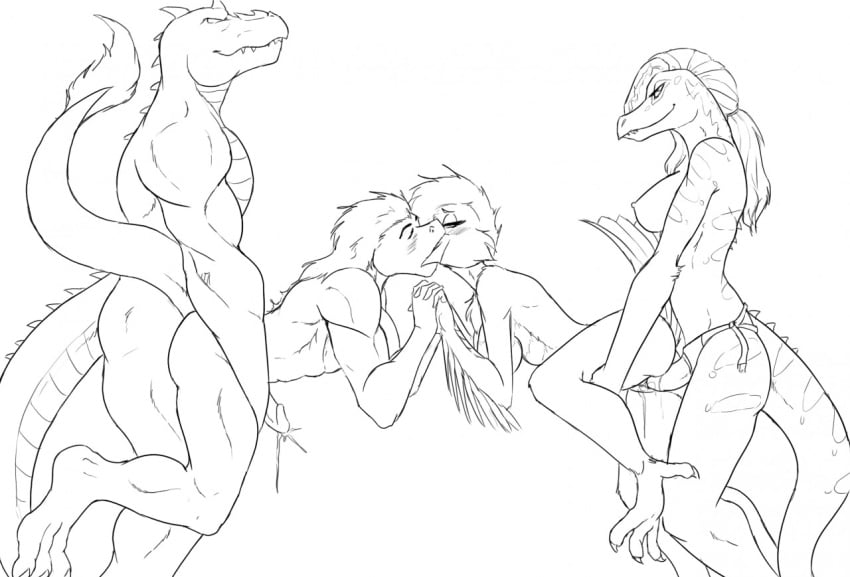 anthro avian avian_humanoid bisexual bisexual_male cassandra_(sek-raktaa) foursome furry humanoid juliana_(sek-raktaa) rainuja reptile reptile_humanoid scalie sek-raktaa sek-raktaa_(series) story_at_source strap-on tagme thelionfish