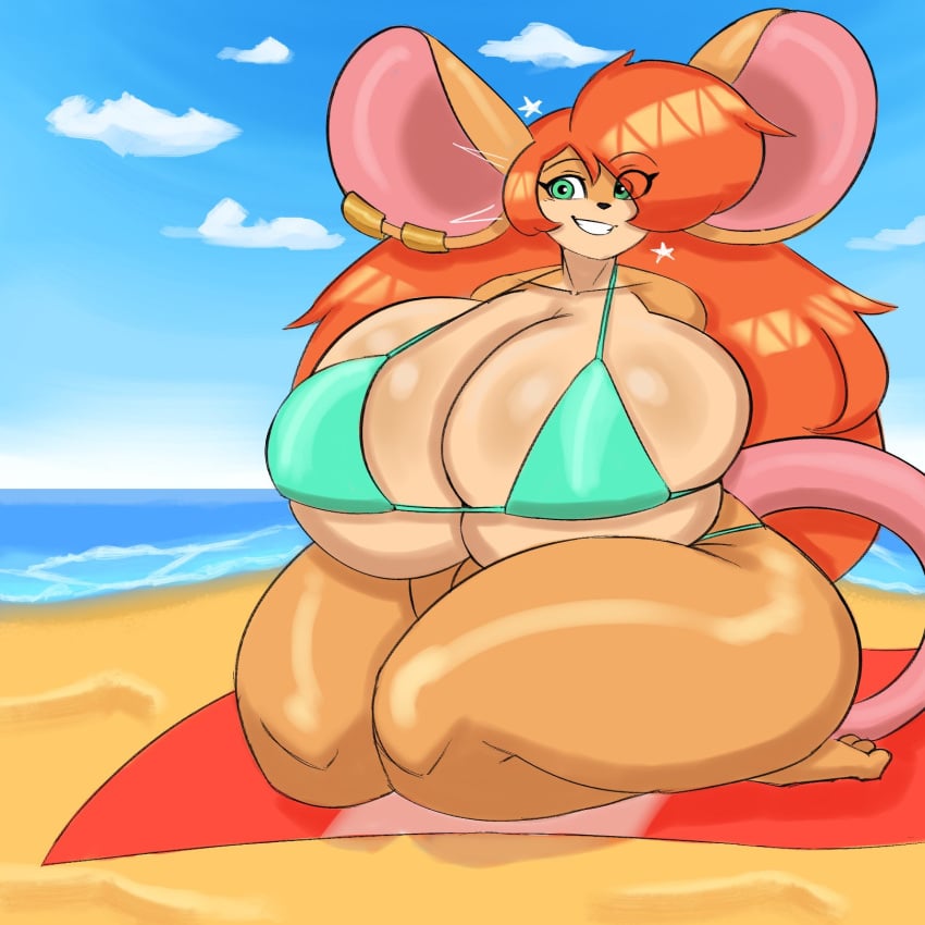 big_breasts bikini breasts geebie33 gigantic_breasts huge_breasts large_breasts lyra_(geebie33) mouse mouse_girl mouse_tail