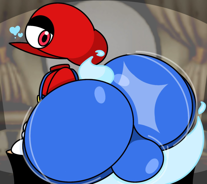 1boy ass backsack balls big_ass big_butt butt cappy_(mario) fat_ass fat_butt ghost huge_ass huge_butt looking_at_viewer looking_back looking_back_at_viewer male male_only mario_(cosplay) mario_(series) non-human red_eyes solo spacebotbutt3k super_mario_odyssey tail thick_ass thick_butt toony