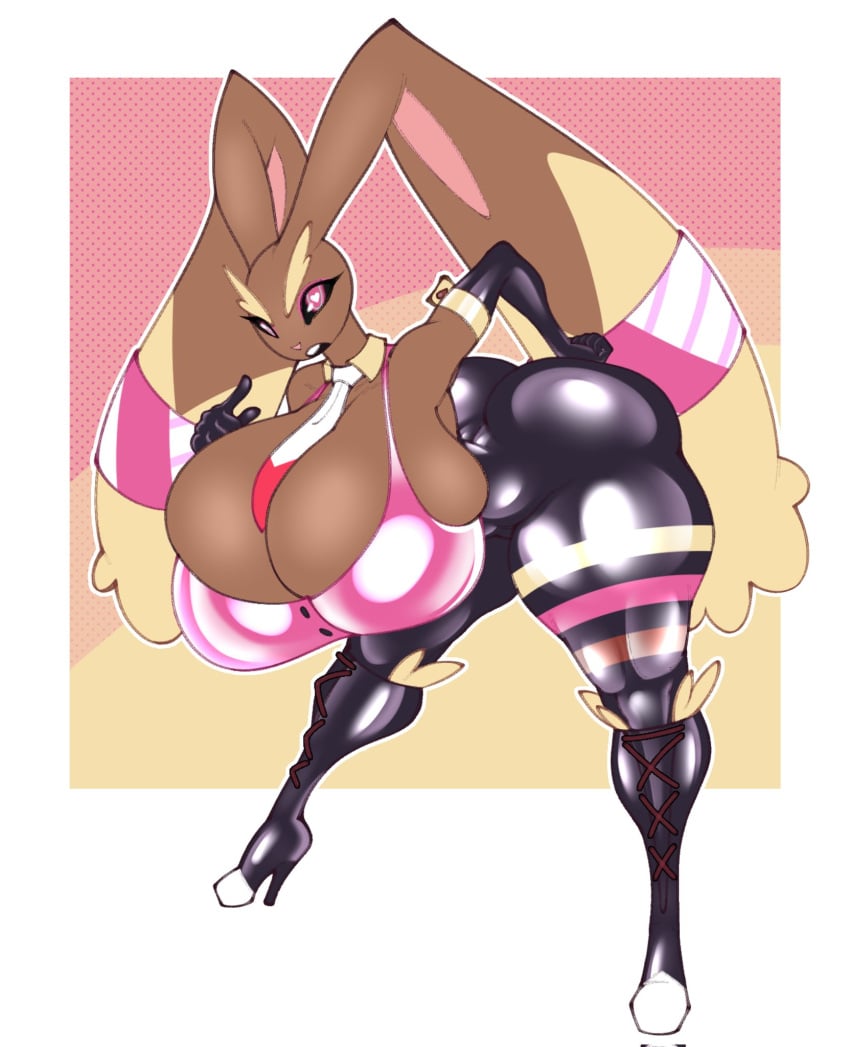 big_ass big_breasts breasts bubble_butt female gomibin_art huge_ass lopunny pokémon_(species) pokemon pokemon_(species) thick_thighs wide_hips