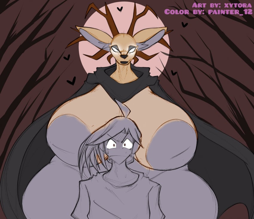 1boy 1boy1girl 1girls anthro big_breasts breasts colored female furry furry_ears furry_female horns large_breasts larger_female painter_12 specimen_8 spooky's_house_of_jump_scares thick_ass thick_thighs work_in_progress xytora