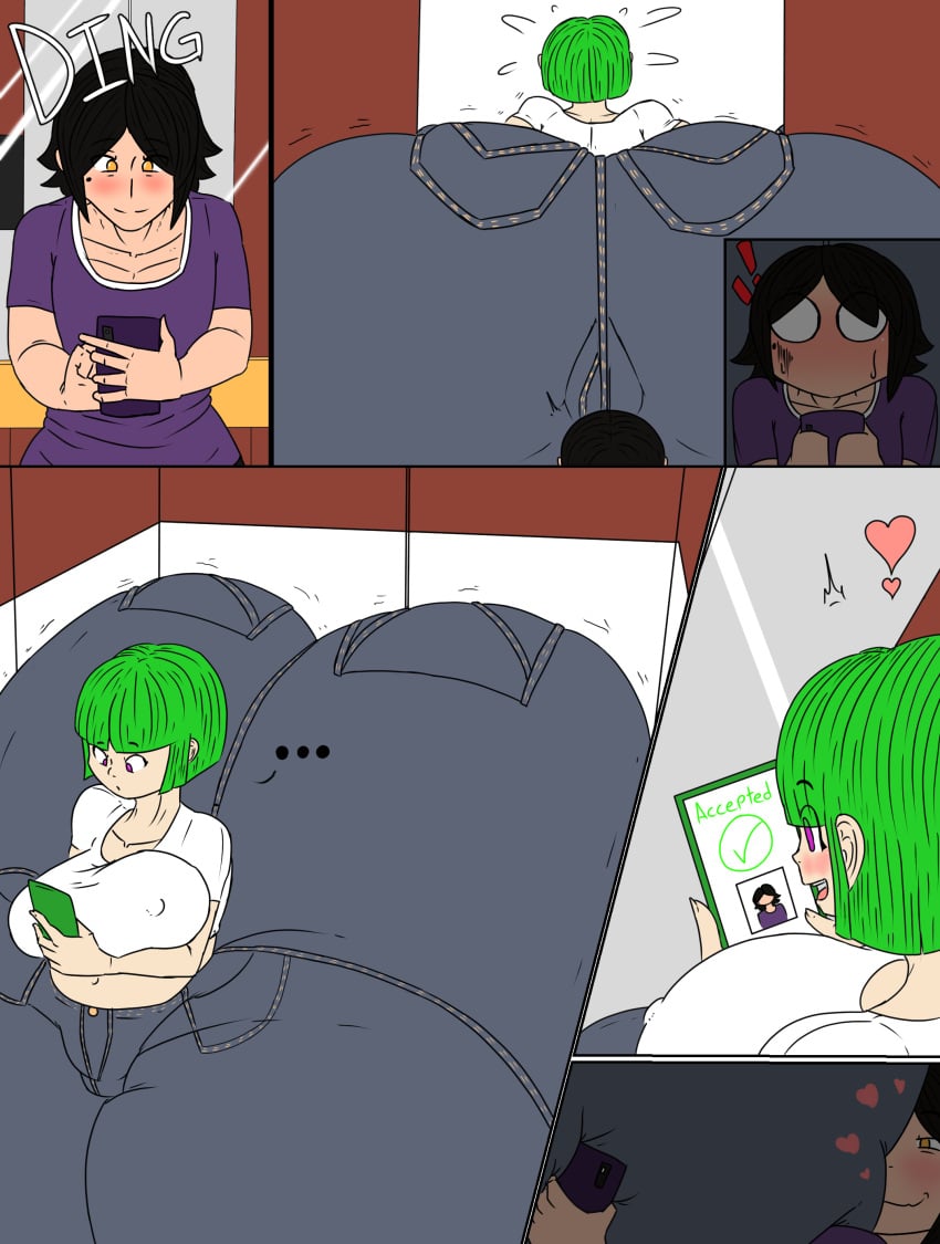 !! ... 1boy 1girls ass ass_bigger_than_body ass_bigger_than_head ass_bigger_than_torso big_ass big_breasts breasts butt_crush colossal_ass facesitting female giant_ass gigantic_ass gokusenpai green_hair heart huge_ass huge_thighs hyper hyper_ass hyper_thighs male massive_ass meat_wall_(body_type) purple_eyes short_hair sitting_on_person size_difference smothering thick_thighs unaware_buttcrush unaware_facesitting wide_hips yellow_eyes