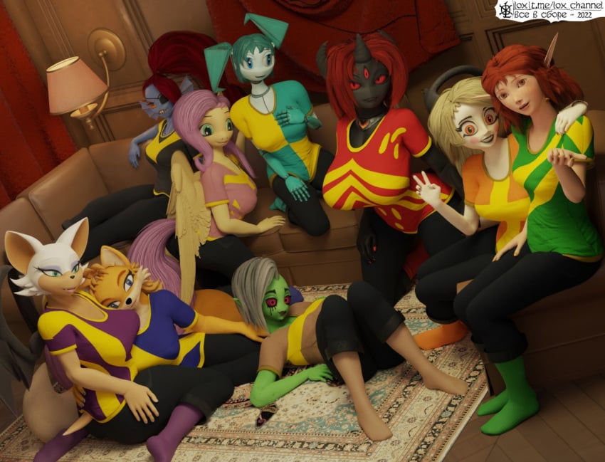 3d 3d_model 9girls anthro arthur_and_the_invisibles bestia charlie_morningstar_(hazbin_hotel) curvy demon elf fluttershy_(mlp) fully_clothed hazbin_hotel huge_breasts jenny_wakeman lord_dominator lox_(artist) mobian mobian_(species) mobian_bat my_life_as_a_teenage_robot my_little_pony rouge_the_bat sega sexually_suggestive sonic_(series) sonic_adventure_2 sonic_the_hedgehog_(series) straight_hair tails the_beast_(the_binding_of_isaac) the_binding_of_isaac undertale undertale_(series) undyne wander_over_yonder xj-9