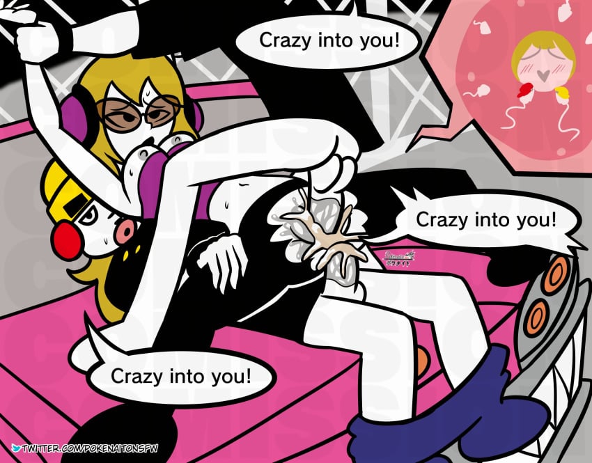 1girls 2boys accurate_art_style anal anal_insertion anal_sex anthro artstyle_imitation backsack beanie belly blonde_female blonde_hair brown-tinted_eyewear cum cum_in_ass cum_in_pussy cum_inside daisuki_rap_(rhythm_tengoku) double_penetration exposed_breasts exposed_stomach glasses headphones holding_arm impregnation love_rap_(rhythm_heaven) lying lying_on_back lying_on_person mc_adore nintendo nipples no_pants on_car open_mouth pants_down pokenaito pulled_down_top rhythm_heaven rhythm_tengoku ripped_clothing sora_(rhythm_tengoku) spread_legs sunglasses sweat threesome tinted_eyewear topless torn_clothes torn_legwear vaginal_penetration vaginal_sex