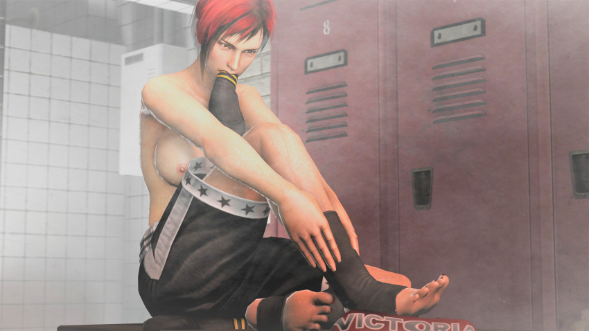 1girls 3d amber_eyes bare_shoulders barefoot boxing boxing_shorts breasts brown_eyes dead_or_alive dress_up feet female female_only getting_dressed locker_room mila_(doa) mktrreekky nipples preparation red_hair short_hair sole_female solo solo_female source_filmmaker steam stirrup_legwear stirrup_socks stirrups sweat sweating sweaty_body sweaty_breasts sweaty_feet toes tomboy two_tone_hair wet wet_body wet_skin