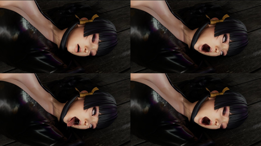 3d ahe_gao dead_or_alive dead_or_alive_5 defeated drooling kktzane knocked_out nyotengu ryona saliva unconscious white_eyes