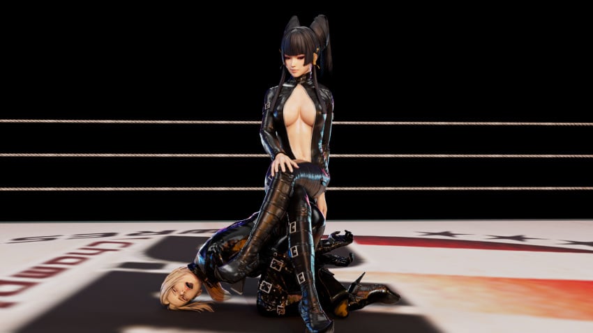 3d ahe_gao bodysuit dead_or_alive dead_or_alive_5 defeated drooling kktzane knocked_out leather leather_boots nina_williams nyotengu ryona saliva skin_tight tekken tight_clothing unconscious white_eyes