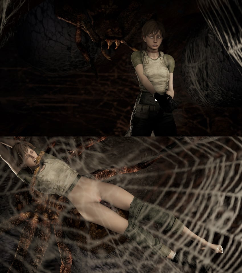 1animal 1girls 3d ambush_(trap) arachnid barefoot blue_eyes brown_hair bug capcom captured captured_heroine cave cavern comic damsel_in_distress distress feet female female_on_feral giant_spider hanging heroine_in_trouble insects lair mktrreekky monster nervous one_shoe open_mouth pain pants pants_down peril pussy rape rebecca_chambers resident_evil revolver short_hair size_difference source_filmmaker spider spider_legs spider_web suspended toes tomboy tunnel underground vagina vaginal_penetration zoophilia