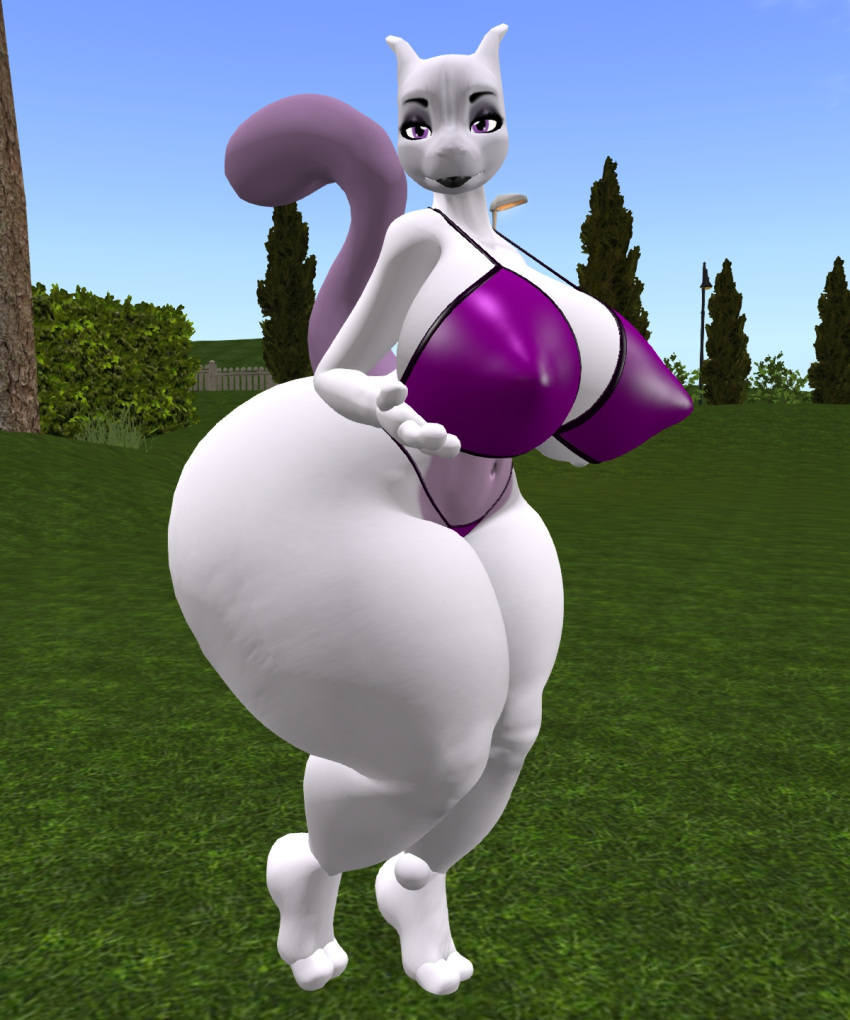 big_ass big_breasts breasts bubble_butt female female_mewtwo ferialexonar huge_ass mewtwo pokemon pokemon_(species) thick_thighs wide_hips