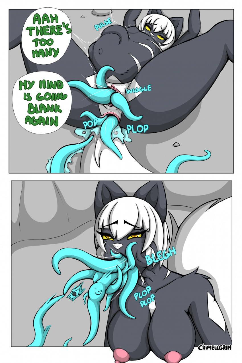 anthro birth comic crimellgrim domestic_cat felid feline felis female hi_res mammal pregnant shiku_(character) solo tentacle text