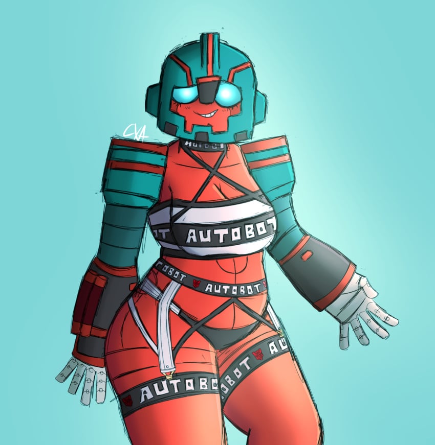 autobot choker chromexorannex chubby_female cleavage cybertronian garter_belt garter_straps high_times oc original_character ourobouro robot_girl skimpy_clothes slutty_outfit thick_thighs thighs transformers tummy