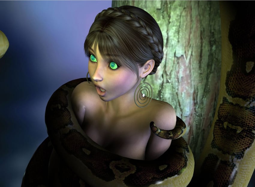 black_hair coiling earrings female hypnosis kaa kaa_eyes rh70 topless tree