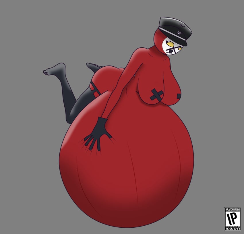 belly_expansion blimp countryhumans countryhumans_girl floating grey_background huge_belly hyper_belly nazi_germany_(countryhumans) raceyi_(artist) self_upload third_reich_(countryhumans)