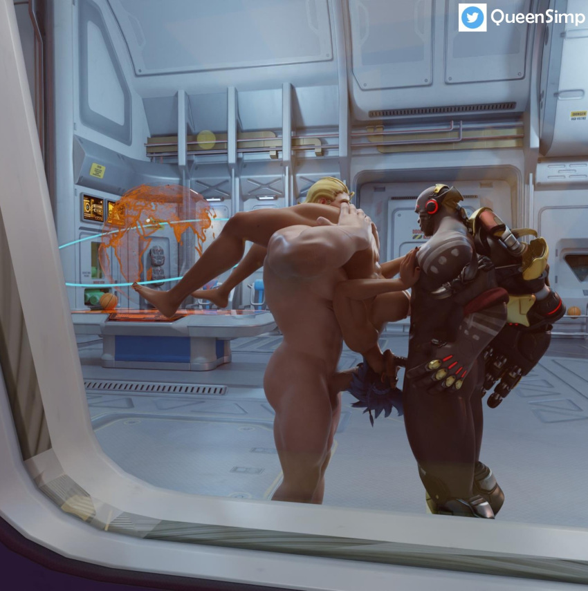 3d :>= barefoot blowjob blowjob_face blowjob_gesture dark-skinned_male dark_skin doomfist face_fucking feet female interracial junker_queen junkqueensimp overwatch overwatch_2 reinhardt toes