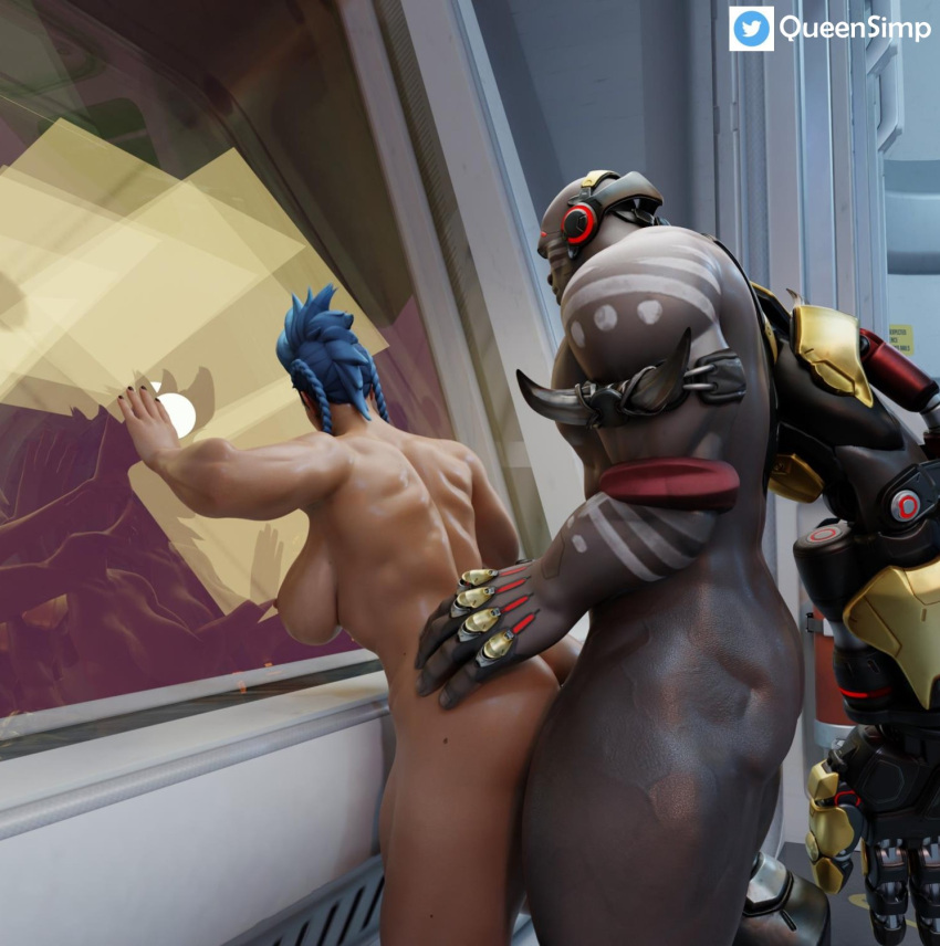 3d ambiguous_penetration anal dark-skinned_male dark_skin doomfist female hands_on_ass interracial junker_queen junkqueensimp overwatch overwatch_2 presenting_ass