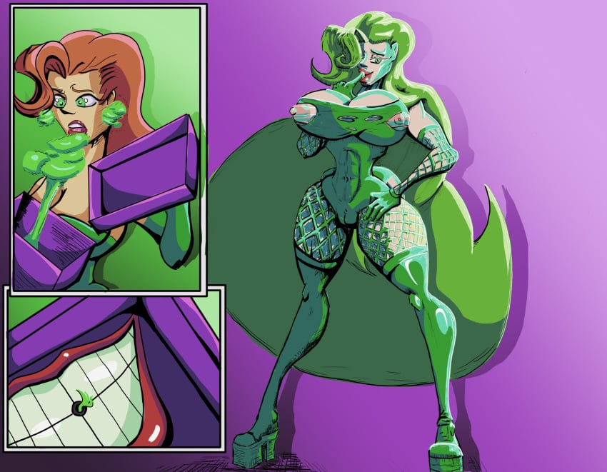 abs ass_expansion batman:_the_animated_series batman_(series) brainwashing breast_expansion clownification covered_navel dc dc_comics dcau female fishnets hair_color_change high_heel_boots high_heels huge_ass huge_breasts jokerization leotard mind_control mylewddrawings nipples personality_change poison_ivy poison_ivy_(dcau) skin_color_change thick_lips thick_thighs thigh_expansion thigh_gap transformation wide_hips