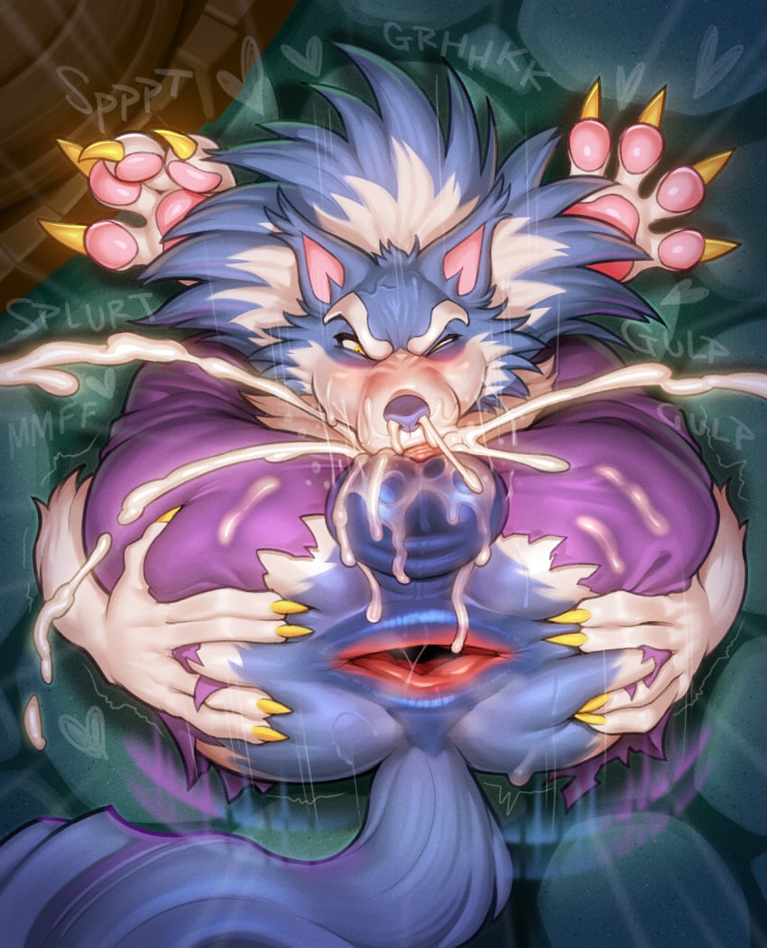 anthro anus autofellatio balls blue_body blue_fur bodily_fluids canid canine canis capcom claws clothed clothing cum cum_in_mouth cum_in_nose cum_inside cum_on_balls cum_out_nose darkstalkers finger_claws fur furaffinity furaffinity_link gallon gaping gaping_anus genital_fluids genitals gerkk gerrkk hi_res jon_talbain male male_only mammal masturbation multicolored_body multicolored_fur oral oral_masturbation pawpads penile penile_masturbation pink_pawpads solo spread_anus spreading toe_claws torn_clothing two_tone_body two_tone_fur vampire_savior white_body white_fur wolf yellow_eyes