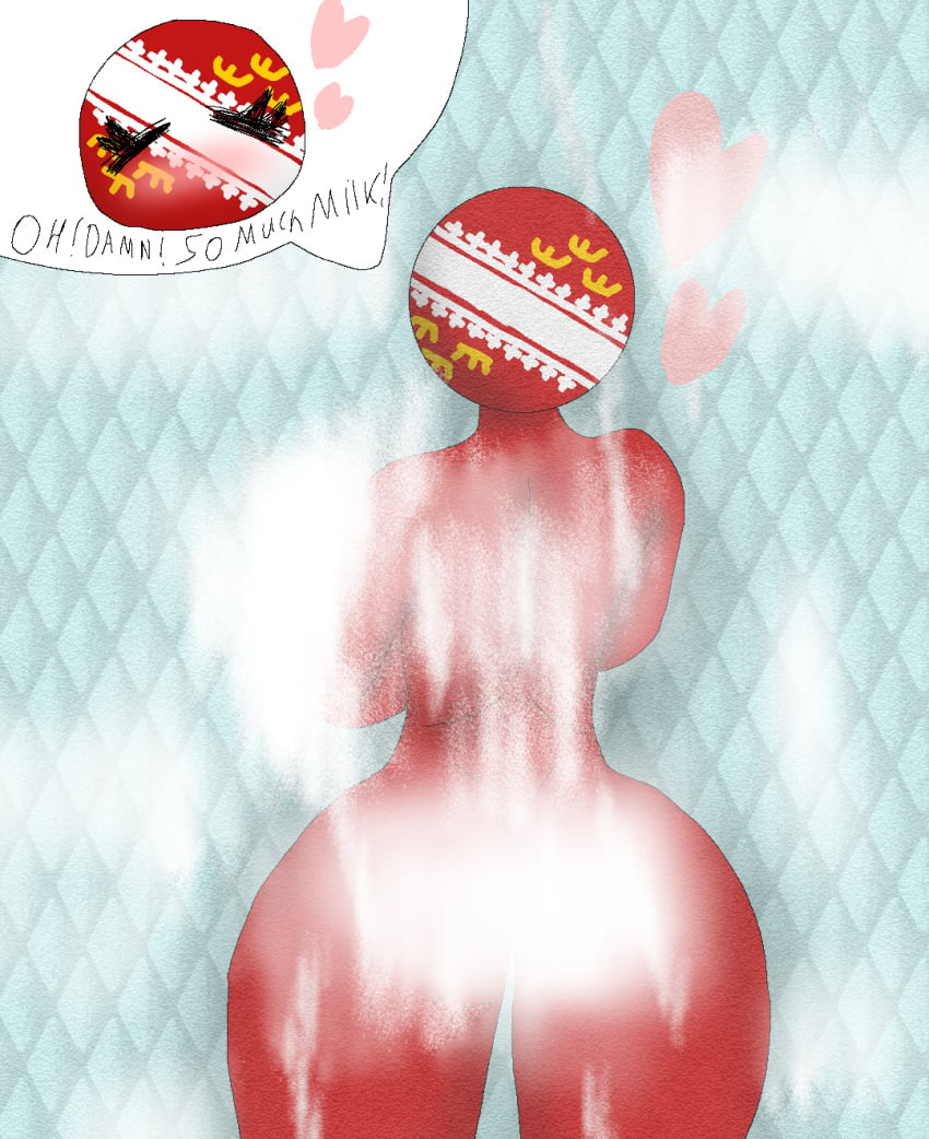 alsace_(statehumans) big_ass big_breasts countryhumans countryhumans_girl flag rear_view seregamecta shower statehumans statehumans_girl