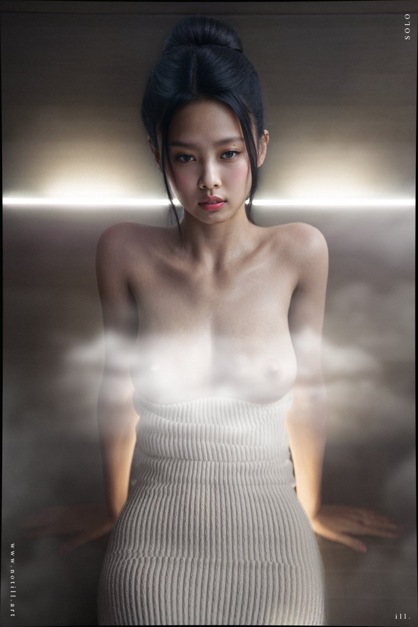 1girls 3d ai_generated bathrobe blackpink breasts breasts_out celebrity exposed_breasts female female_only front_view hbo_max human human_only jennie_kim korean kpop makeup notill nude nude_female performance photorealism photoshoot pose real_person realistic sauna saunsa sitting solo stage steam teasing the_idol towel