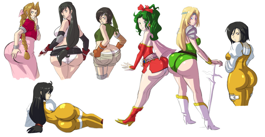 aerith_gainsborough ass_cleavage axel-rosered big_butt bubble_butt butt butt_crack butt_expansion butt_to_butt celes_chere final_fantasy final_fantasy_vii garnet_til_alexandros_xvii grabbing_butt grabbing_own_butt huge_butt large_butt multiple_girls panties terra_branford thick_thighs tifa_lockhart white_panties yuffie_kisaragi