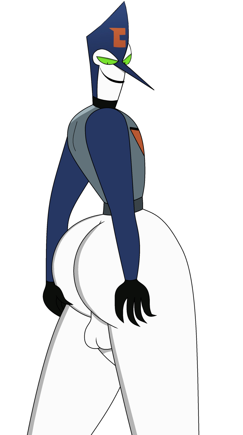 big_butt black_gloves bottomless escape_from_cluster_prime green_sclera looking_back male_only my_life_as_a_teenage_robot nathaniel718 nickelodeon penis pointy_nose snarus_(mlaatr) touching_own_ass white_skin