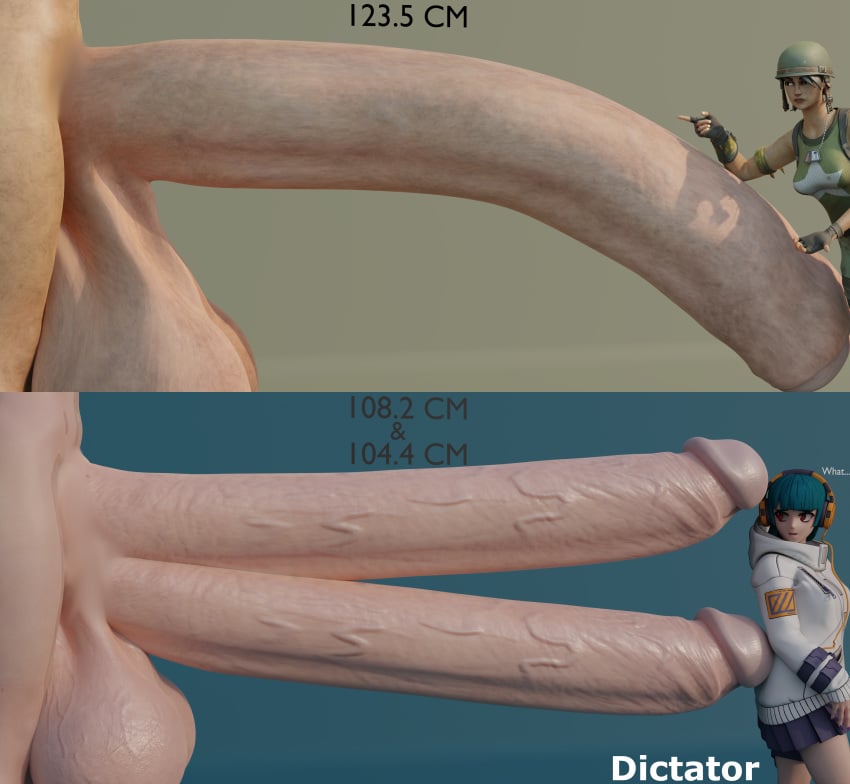 2futas 2girls 3d 3d_(artwork) 41_inch_penis 43_inch_penis 49_inch_penis balls big_balls big_penis dictator_meep diphallia diphallism female flaccid_penis foreskin fortnite futanari gigantic_penis huge_penis measurements multi_penis munitions_expert penis penis_size_chart ramirez_(fortnite) size_comparison size_difference uncensored uncircumcised uncut very_long_penis yuki_(fortnite)