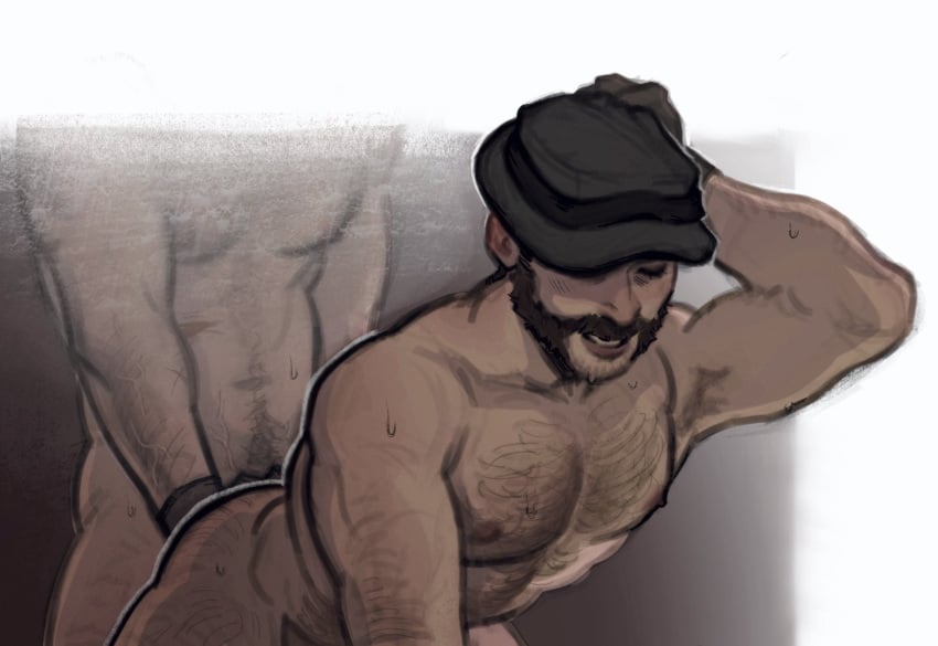 2boys abs adjusting_clothes adjusting_headwear all_fours anal arm_hair ass_hair bara beard beard_stubble body_hair call_of_duty call_of_duty:_modern_warfare_2 captain_price chest_hair facial_hair feet_out_of_frame gay gay_sex gloves hairy hat highres john_mactavish john_price large_pectorals leg_hair male_focus mature_male mohawk multiple_boys muscular muscular_male nipples pectorals sex short_hair soap_(modern_warfare_2) solo_focus sweat thick_thighs thighs yaoi yuli_(bbgyz44)