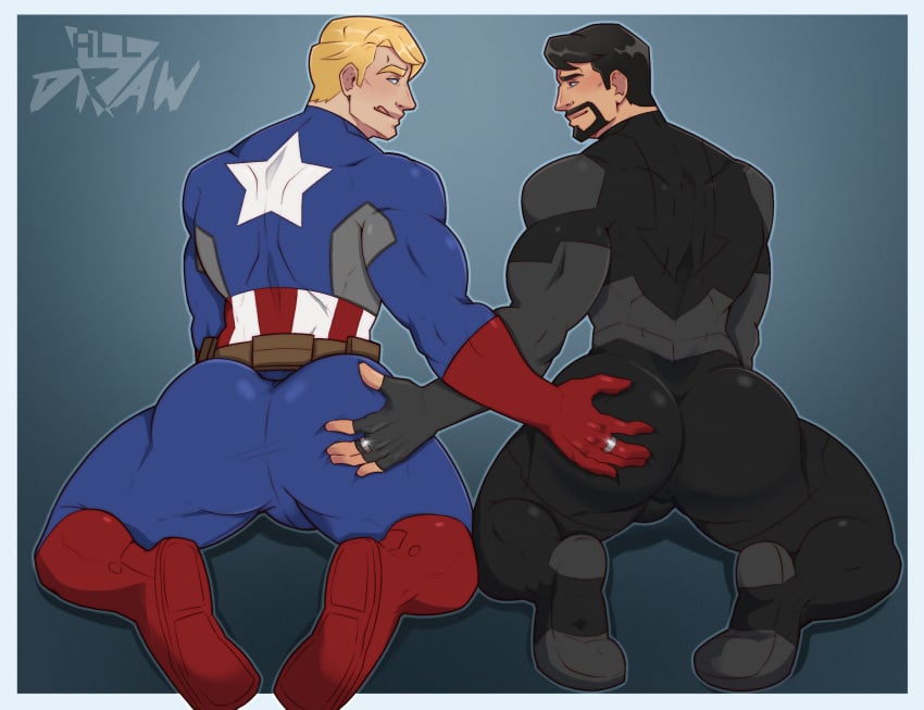 2boys all_draw ass ass_focus avengers avengers_assemble balls bubble_butt captain_america gay inviting inviting_to_anal inviting_to_sex iron_man male male_only marvel muscular_male steve_rogers superhero tagme tight_clothing tight_fit tony_stark