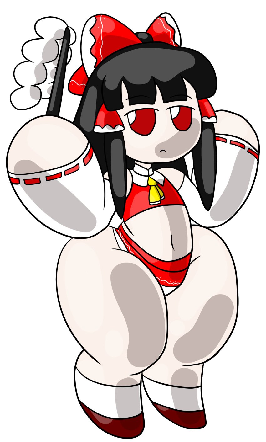 big_thighs blob_feet exposed_belly female fumo_plush living_inflatable protoybonnie reimu_hakurei tagme thunder_thighs touhou transformation