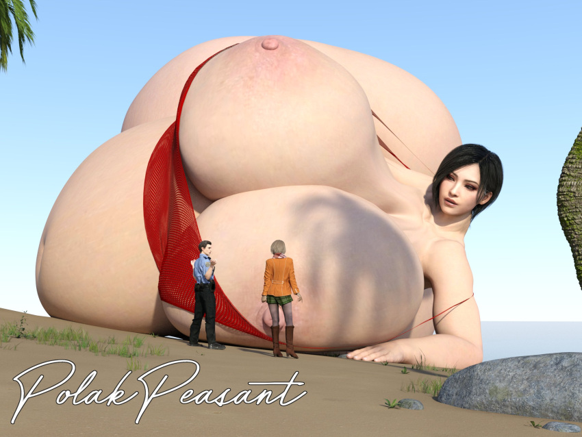 2girls 3d ada_wong ada_wong_(adriana) ashley_graham ashley_graham_(ella_freya) bbw belly big_belly big_breasts breasts breasts_bigger_than_head capcom enormous_belly fat fat_woman female giant_breasts giantess huge_belly huge_breasts hyper hyper_breasts hyper_thighs lying lying_on_side male massive_breasts obese obese_female overweight overweight_female polakpeasant resident_evil resident_evil_4 resident_evil_4_remake thick_thighs