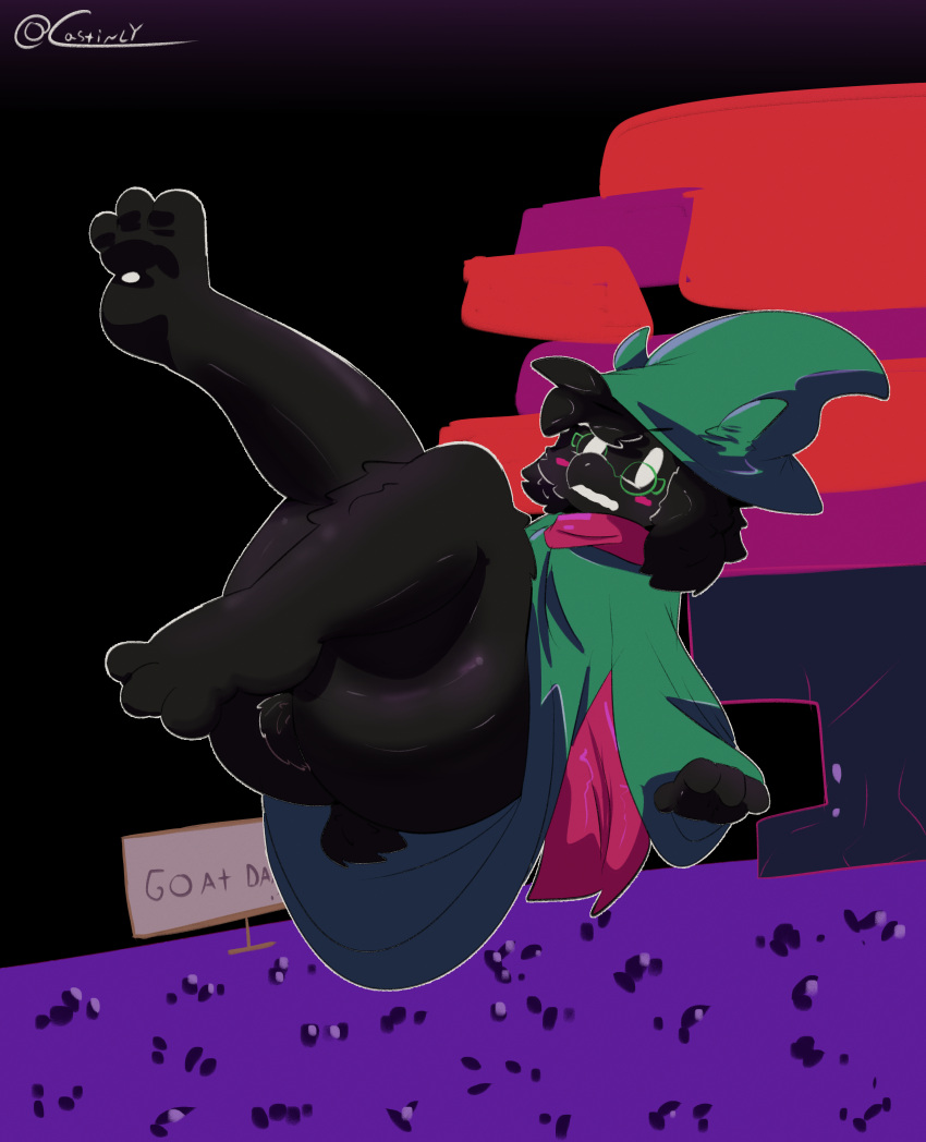 balls big_ass big_balls big_butt black_fur blush castinly deltarune deltarune_chapter_1 fangs femboy fluffy fluffy_balls furry horns male male_only massive_ass massive_butt ralsei ralsei_with_black_fur selfcest thick_thighs undertale_(series) wide_hips wizard_hat