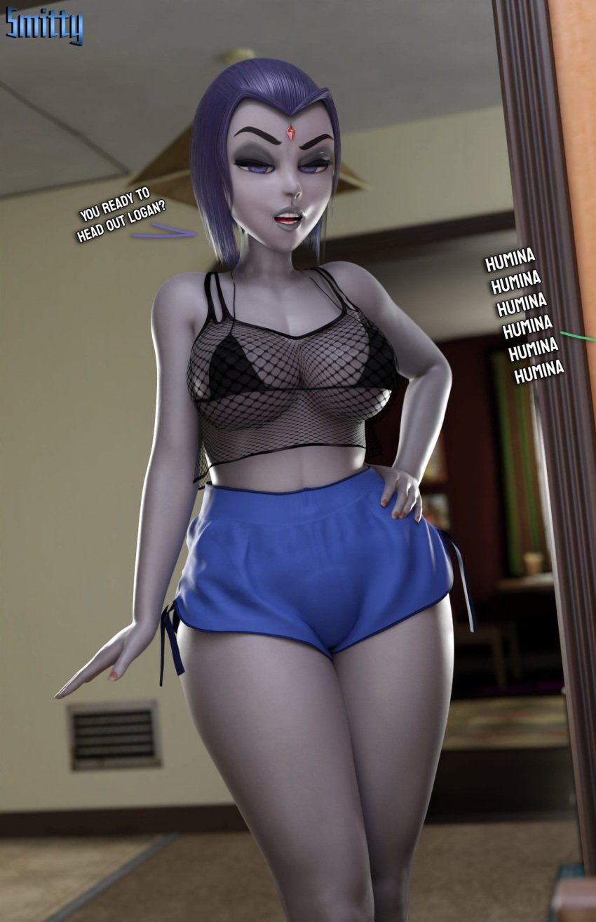 1girls 2020s 2023 3d 3d_(artwork) bikini_top blender blue_bottomwear breasts cambion comic dc dc_comics demon demon_girl digital_media_(artwork) eyelashes female female_focus female_only front_view grey-skinned_female grey_body grey_skin hair half-closed_eyes half_demon heroine hourglass_figure human humanoid hybrid imminent_sex indoors large_breasts legs legs_together light-skinned_female light_skin lips love offscreen_male pajama_shorts pale-skinned_female pale_skin purple_eyes purple_hair rachel_roth raven_(dc) short_hair smitty34 solo solo_female sorceress standing superhero superheroine teen_titans teenage_girl teenager thick_thighs thighs tomboy upper_body voluptuous watermark western_art western_cartoon wide_hips