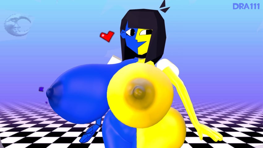 1girls 3d 3d_(artwork) areolae ass big_ass big_breasts blue_body breasts_bigger_than_head cum_inside curvy dra111_(artist) dragon316 ena female huge_breasts joel_g large_breasts naked nipples nude thighs windows_95 yellow_body