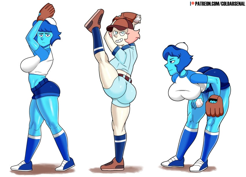 ass athletic_female baseball_(ball) baseball_cap baseball_glove baseball_uniform big_ass big_breasts blue_body blue_eyes blue_hair blue_skin breasts cap cartoon_network coldarsenal dat_ass dated fat_ass gem_(species) huge_ass huge_breasts lapis_lazuli_(bob) lapis_lazuli_(steven_universe) large_ass large_breasts long_nose pale-skinned_female pale_skin pawg peach_hair pearl_(steven_universe) round_ass short_hair short_shorts shorts smile smiling smiling_at_viewer smirking sports steven_universe thick thick_ass thick_body thick_breasts thick_butt thick_hips thick_legs thick_thighs thighs tomboy toned_female